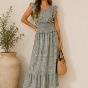 Vestido maxi vichy