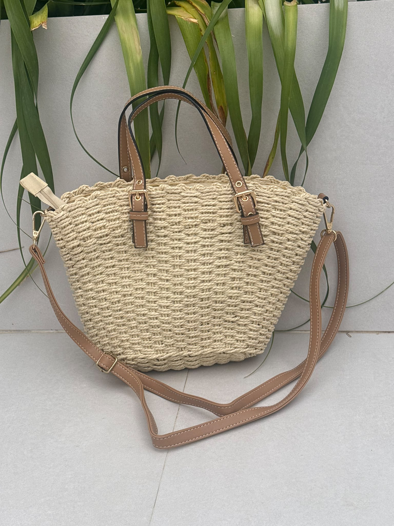 Bolso rafia trenzado